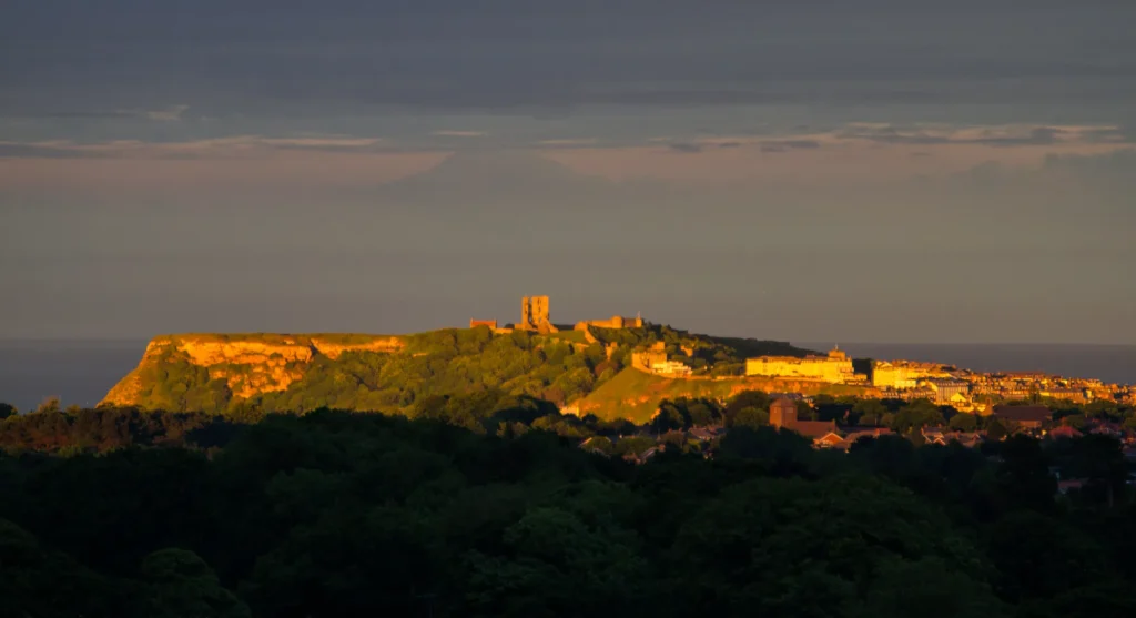 Scarborough Castle proud on the Headland over North Bay
